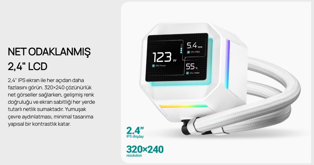 DeepCool LM240-WH 240mm Beyaz İşlemci Sıvı Soğutucu