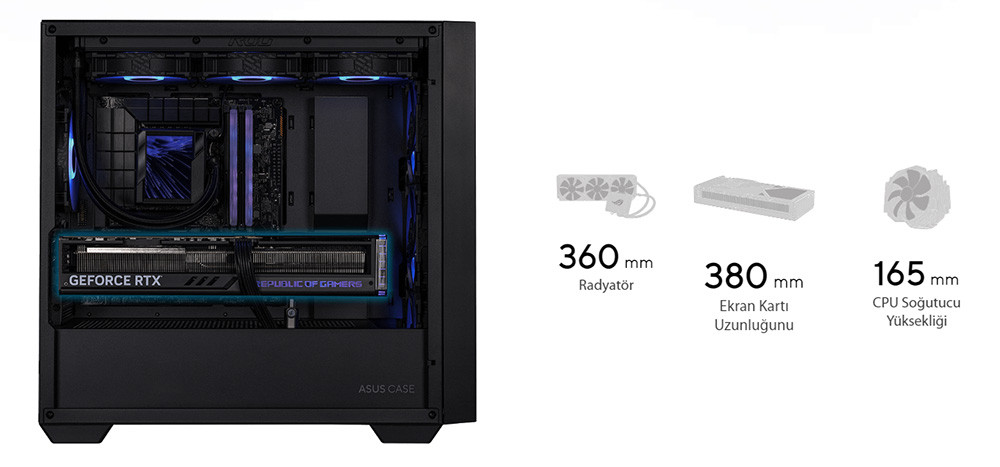 ASUS A21 Plus ARGB Temperli Cam USB 3.2 mATX Mesh Beyaz Mid Tower Gaming Kasa