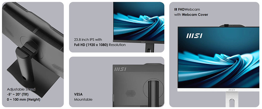 MSI PRO AP242P 14M-649XEU CORE I5-14400 16GB 512GB SSD 23.8″ FHD FREEDOS SIYAH ALL IN ONE PC