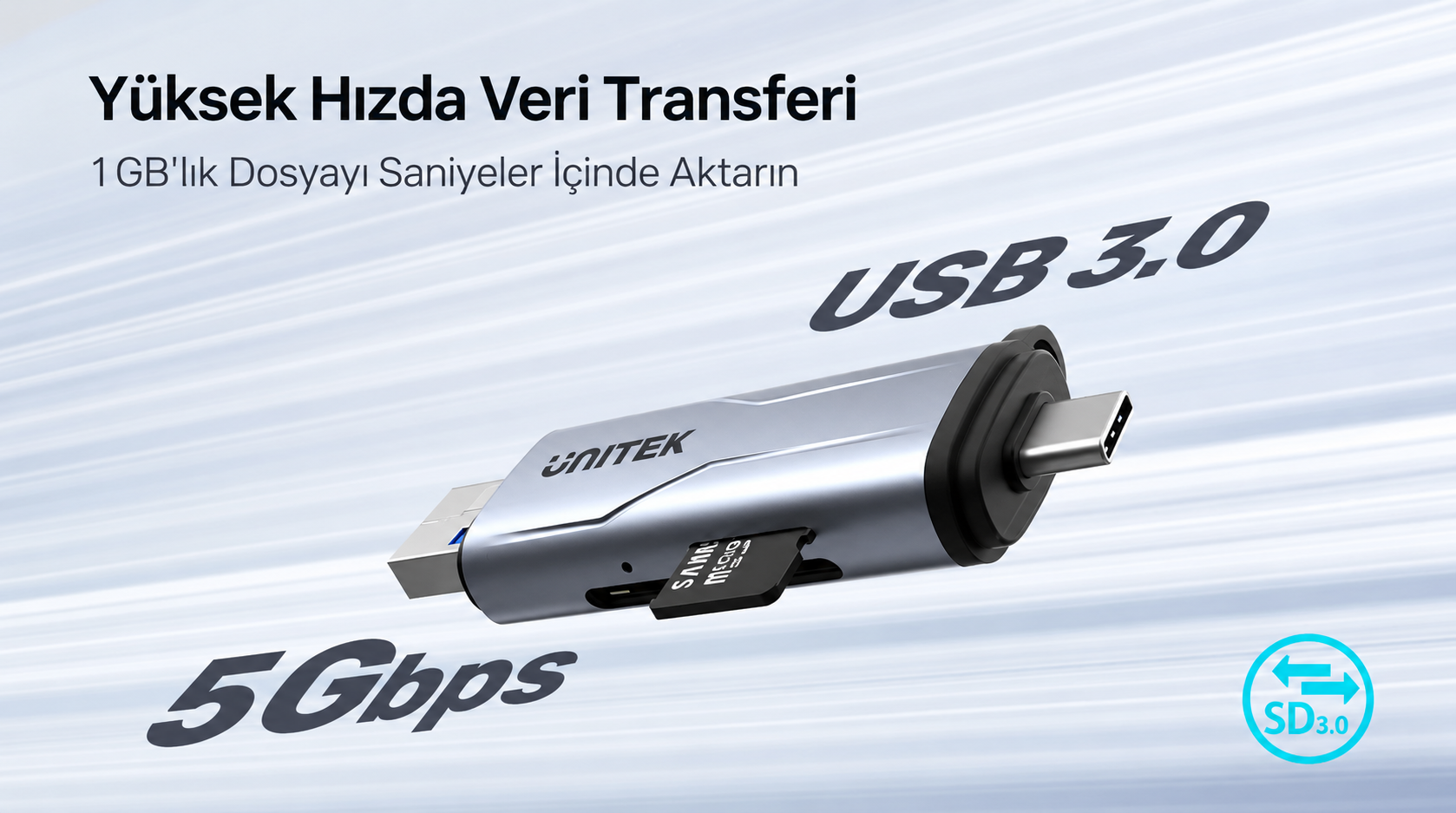 Unitek 2`si 1 Arada SD/MicroSD Kart Okuyucu (R1010A)