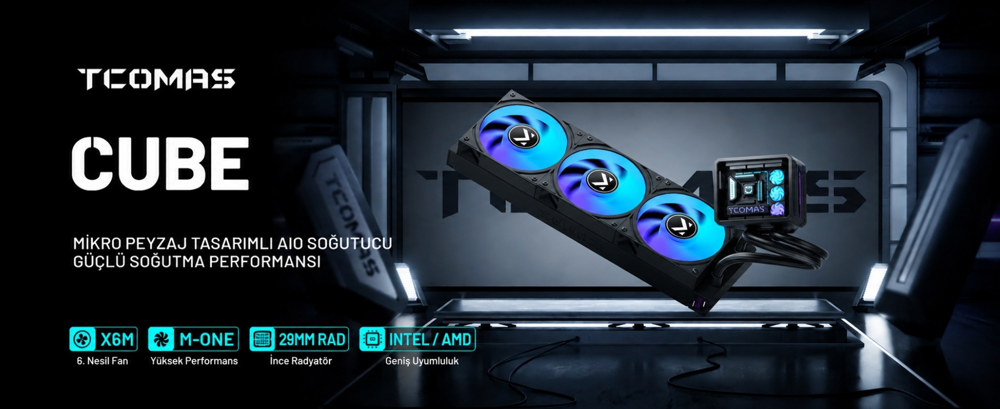 TCOMAS Cube 360mm AM5/LGA1851 Uyumlu Siyah Sıvı Soğutucu