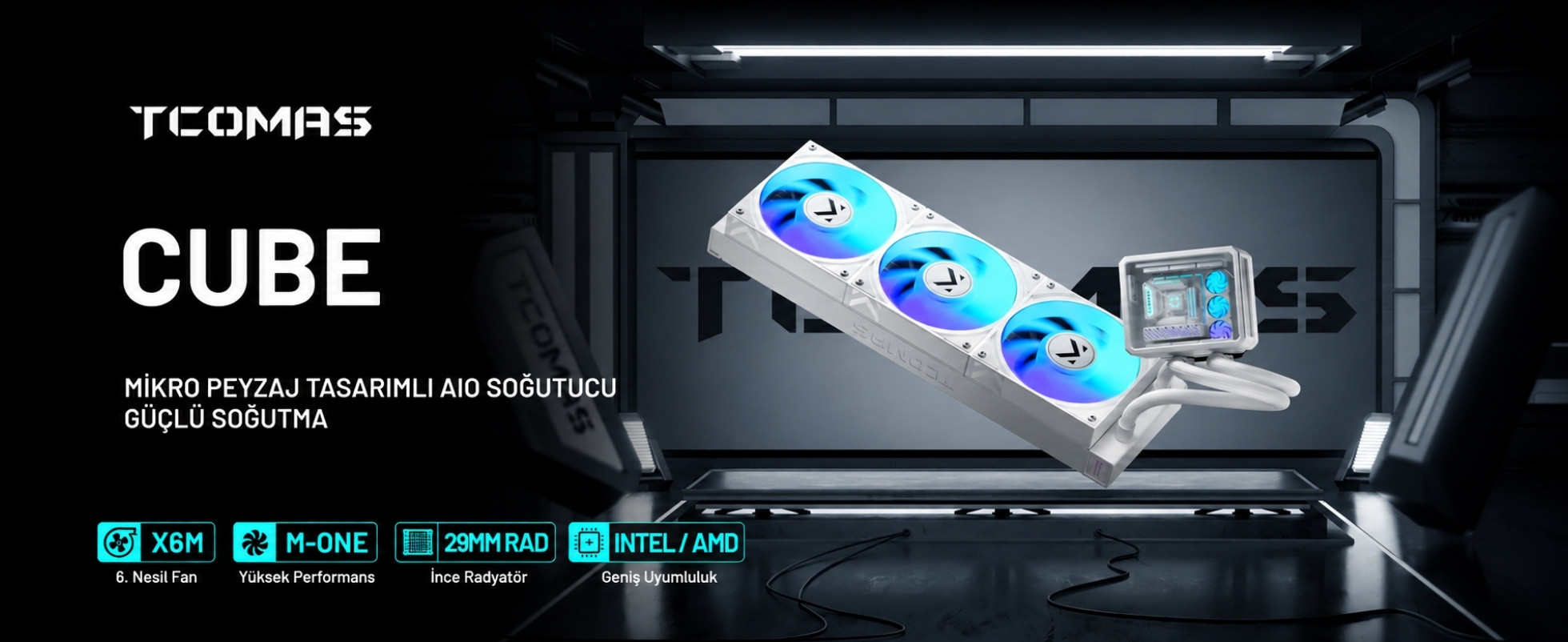TCOMAS Cube 360mm AM5/LGA1851 Uyumlu Beyaz Sıvı Soğutucu
