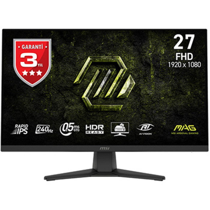 MSI MAG 272F X24  27″ 240Hz  0.5MS Adaptive Sync Full HD Flat Rapid IPS Gaming (Oyuncu) Monitör