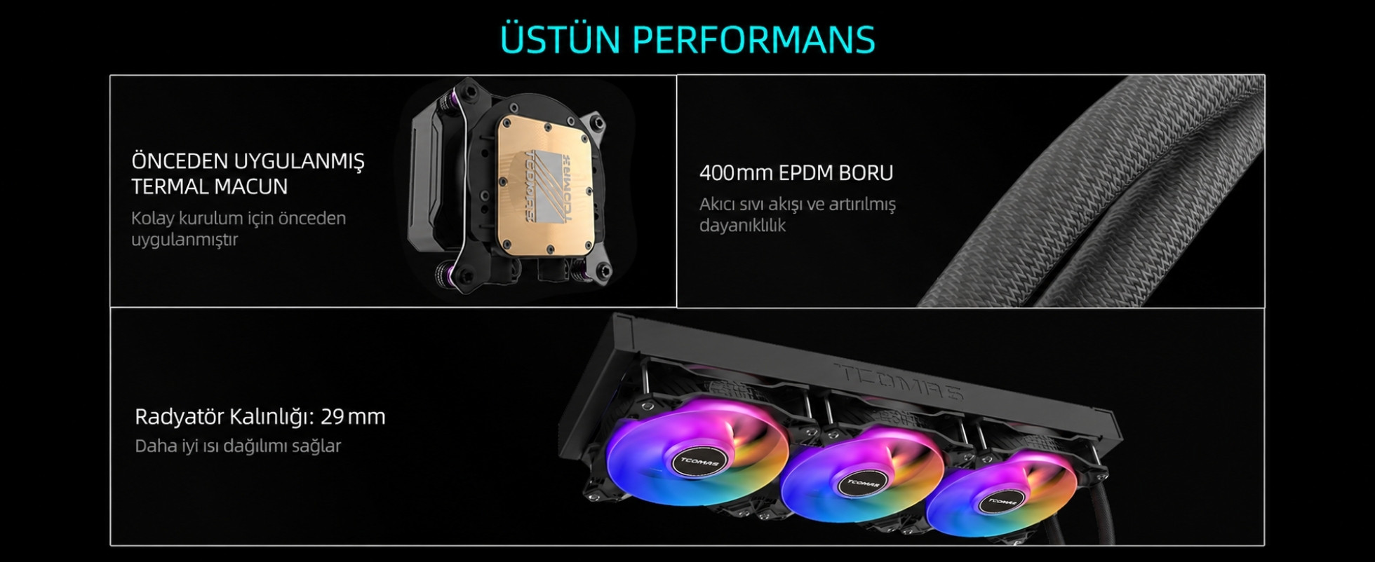TCOMAS LE200 360mm AM5/LGA1851 Uyumlu Siyah Sıvı Soğutucu