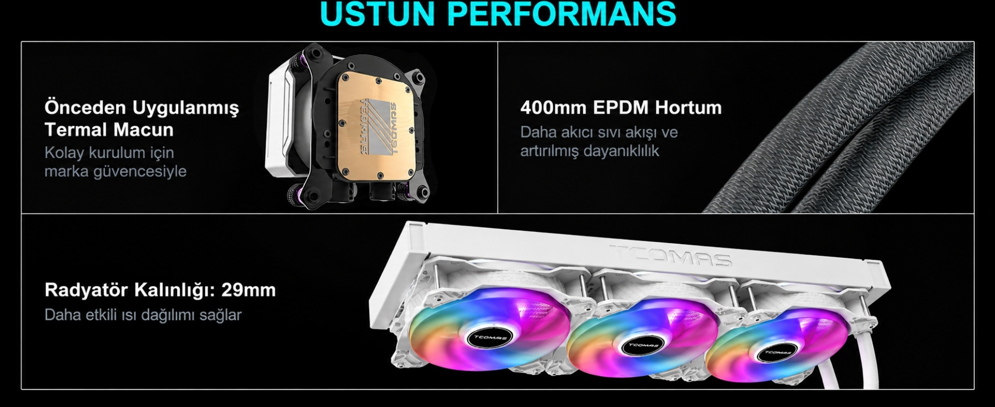 TCOMAS LE200 360mm AM5/LGA1851 Uyumlu Beyaz Sıvı Soğutucu