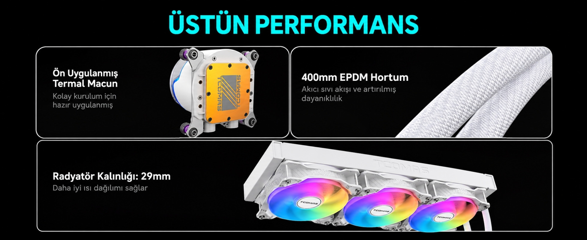 TCOMAS LE100 360mm AM5/LGA1851 Uyumlu Beyaz Sıvı Soğutucu