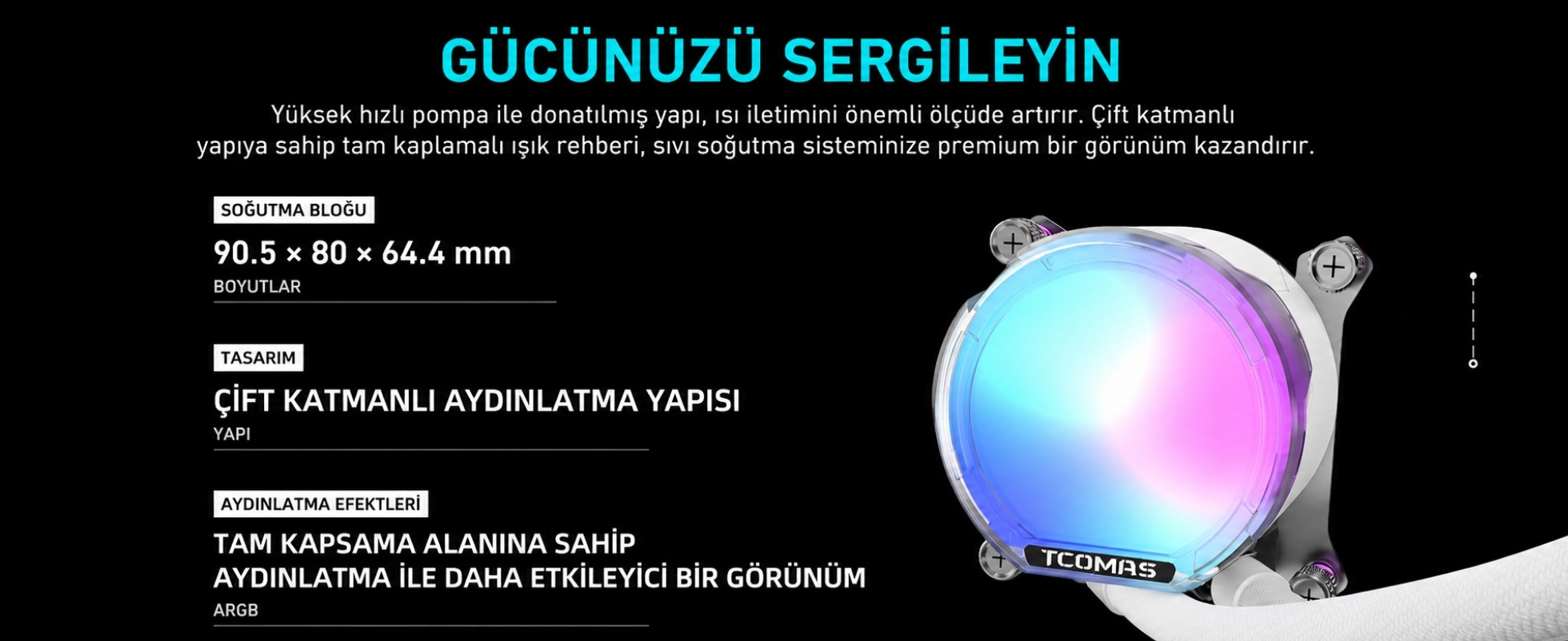 TCOMAS LE100 360mm AM5/LGA1851 Uyumlu Beyaz Sıvı Soğutucu