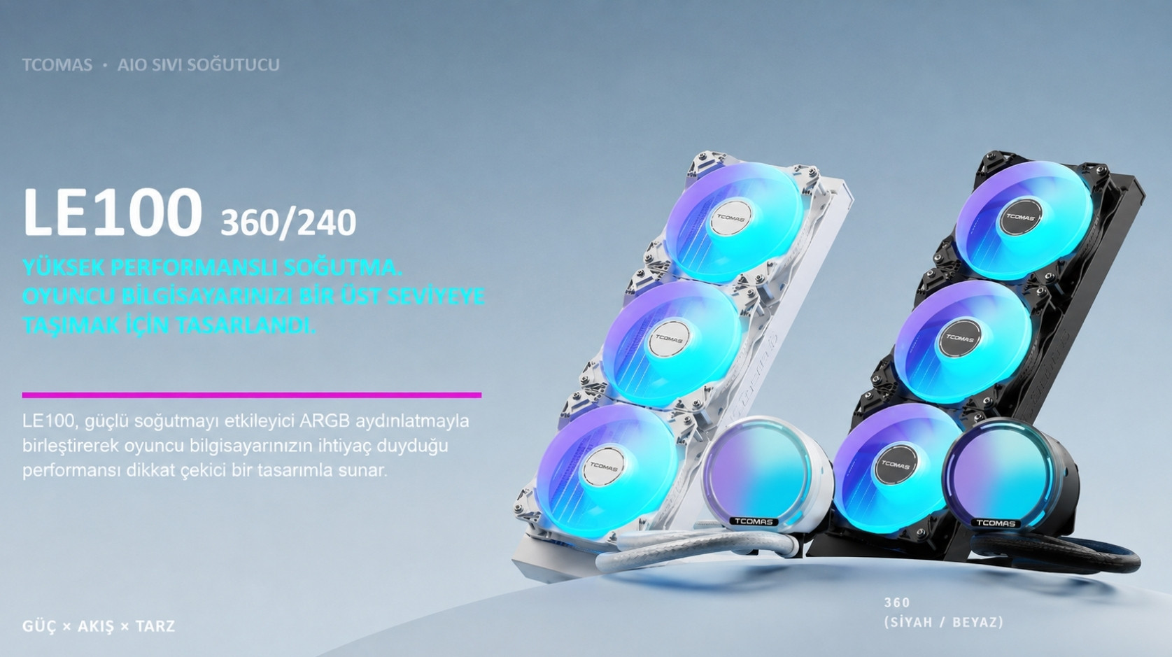 TCOMAS LE100 240mm AM5/LGA1851 Uyumlu Beyaz Sıvı Soğutucu
