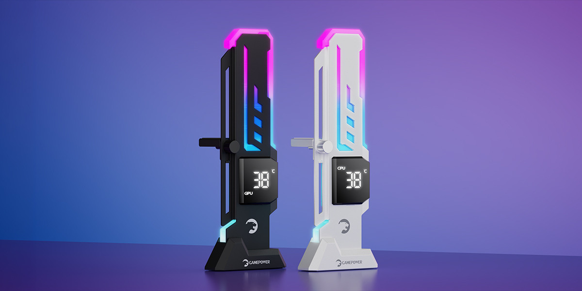 Gamepower Heatsync V2 ARGB Dikey Ekran Kartı Tutucu Beyaz 