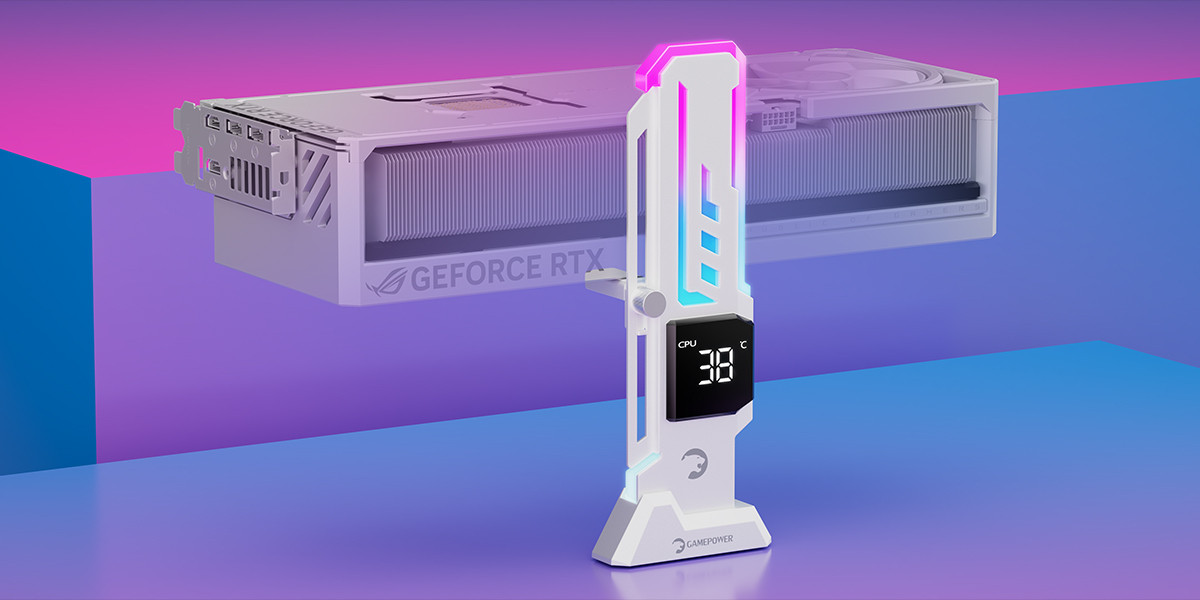 Gamepower Heatsync V2 ARGB Dikey Ekran Kartı Tutucu Beyaz 