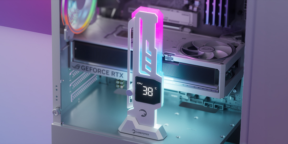 Gamepower Heatsync V2 ARGB Dikey Ekran Kartı Tutucu Beyaz 