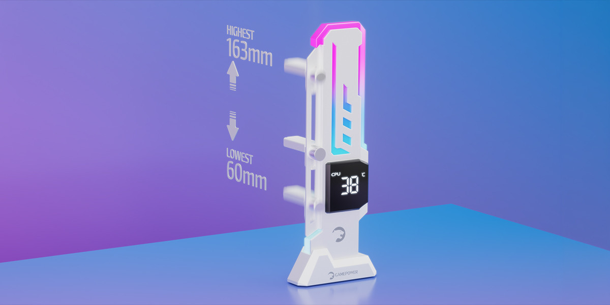Gamepower Heatsync V2 ARGB Dikey Ekran Kartı Tutucu Beyaz 