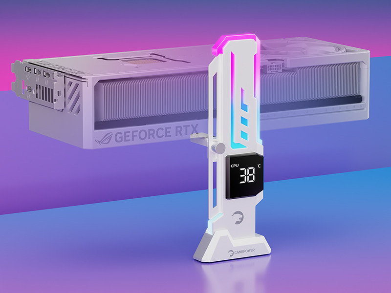 Gamepower Heatsync V2 ARGB Dikey Ekran Kartı Tutucu Beyaz 