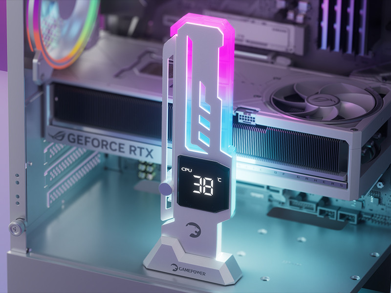 Gamepower Heatsync V2 ARGB Dikey Ekran Kartı Tutucu Beyaz 