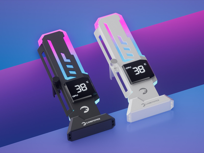 Gamepower Heatsync V2 ARGB Dikey Ekran Kartı Tutucu Beyaz 