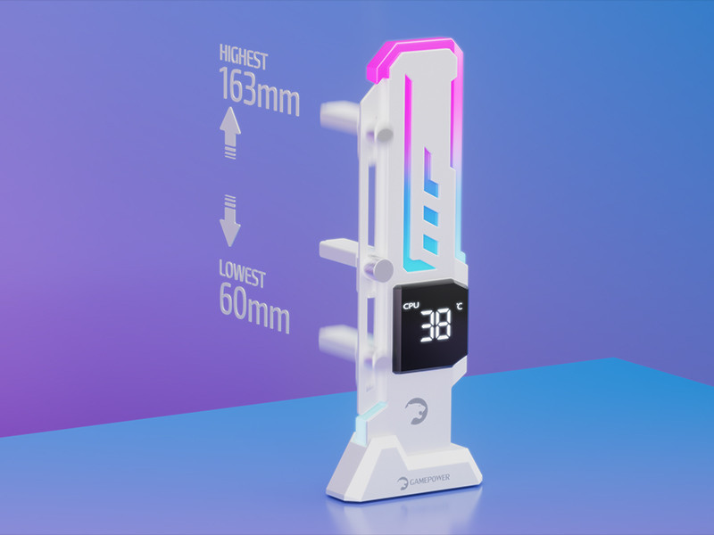 Gamepower Heatsync V2 ARGB Dikey Ekran Kartı Tutucu Beyaz 