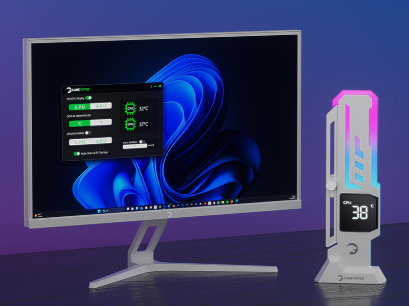 Gamepower Heatsync V2 ARGB Dikey Ekran Kartı Tutucu Beyaz 