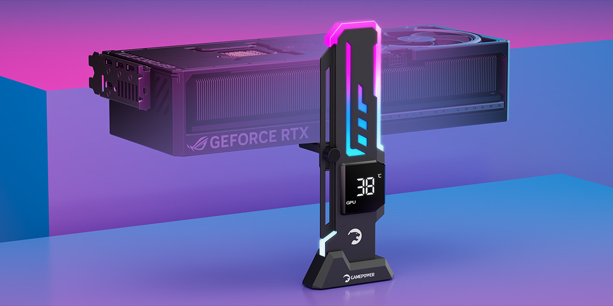 Gamepower Heatsync V2 ARGB Dikey Ekran Kartı Tutucu Siyah