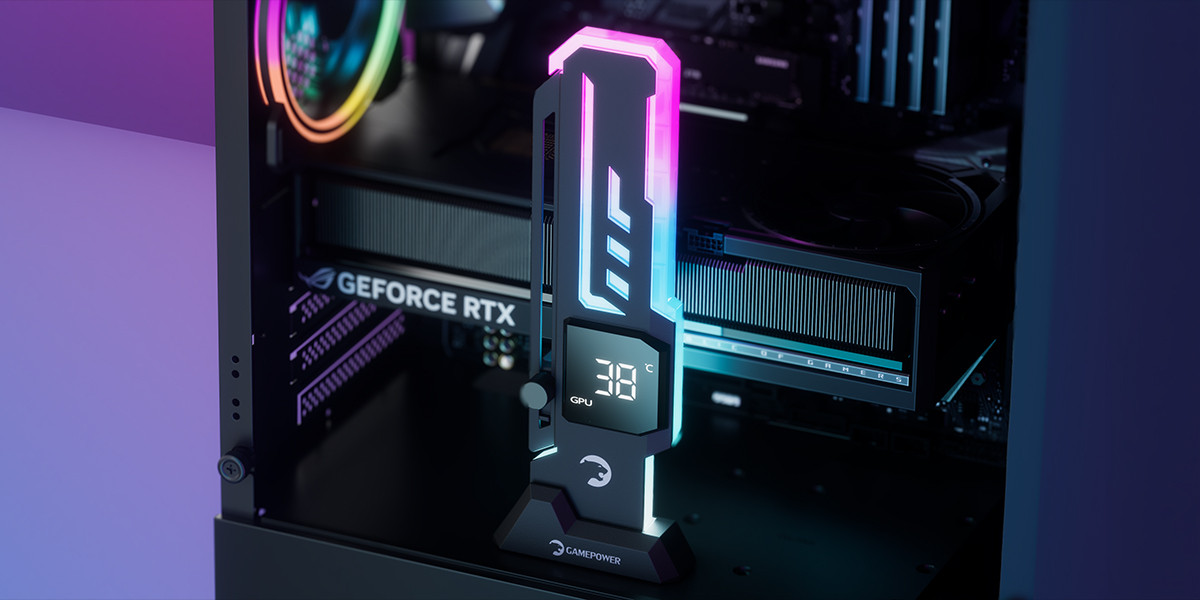 Gamepower Heatsync V2 ARGB Dikey Ekran Kartı Tutucu Siyah