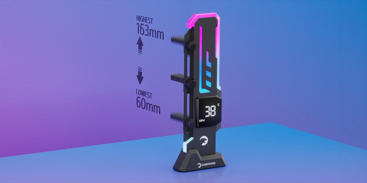 Gamepower Heatsync V2 ARGB Dikey Ekran Kartı Tutucu Siyah