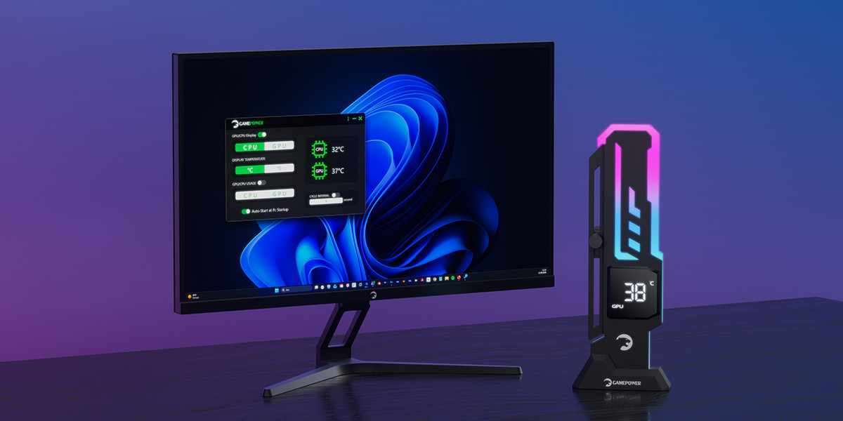 Gamepower Heatsync V2 ARGB Dikey Ekran Kartı Tutucu Siyah