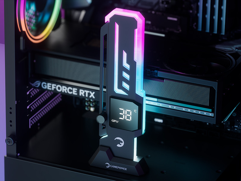 Gamepower Heatsync V2 ARGB Dikey Ekran Kartı Tutucu Siyah