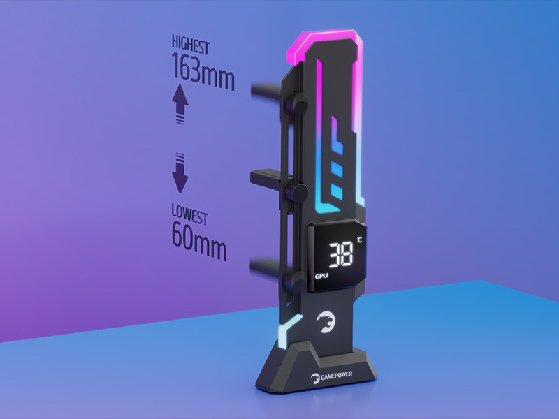 Gamepower Heatsync V2 ARGB Dikey Ekran Kartı Tutucu Siyah
