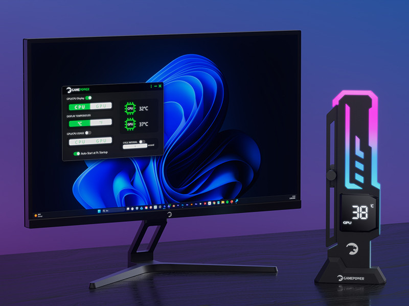 Gamepower Heatsync V2 ARGB Dikey Ekran Kartı Tutucu Siyah