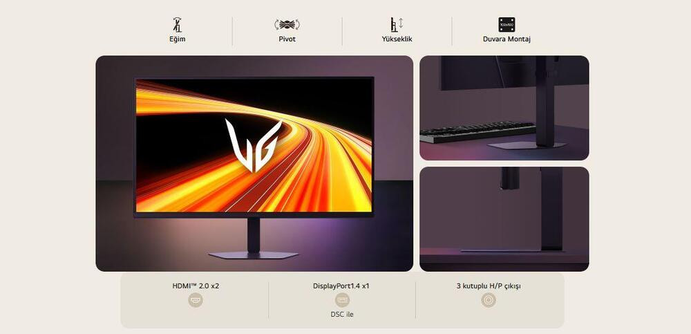 LG UltraGear 32G620B-B 31.5″ 200Hz 1ms 2K Adaptive-Sync HDR10 Pivot Desteği QHD IPS Gaming Monitör