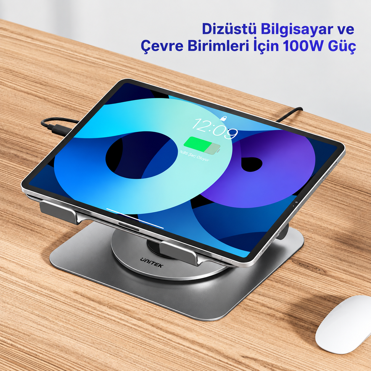 Unitek Çıkarılabilir USB-C Hub`lı Dizüstü Bilgisayar Standı (D1109CGY01)
