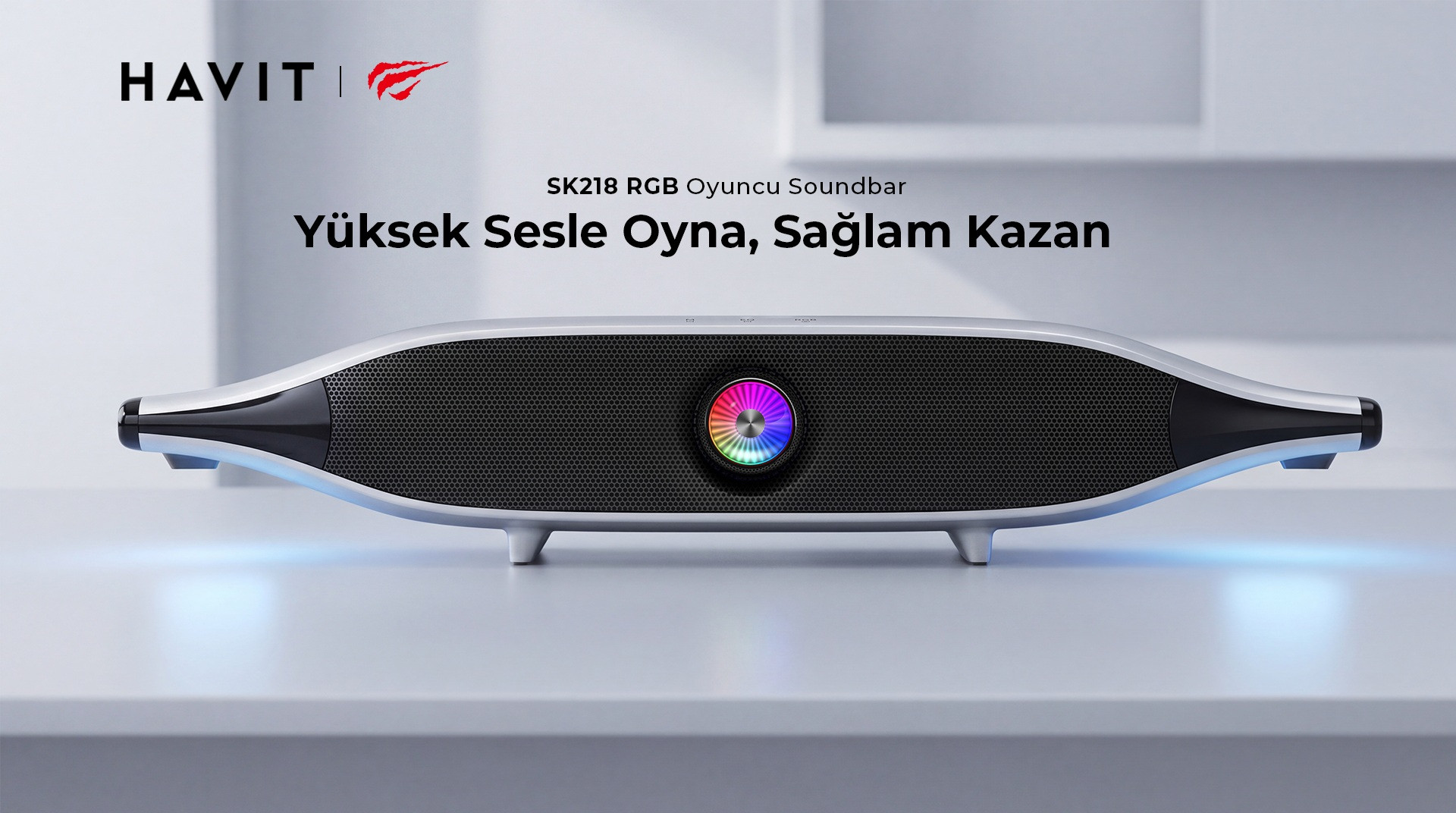 Havit Gamenote SK218 RGB Oyuncu Kablolu Bluetooth Hoparlör - Çift Modlu Bilgisayar Hoparlörü - Beyaz