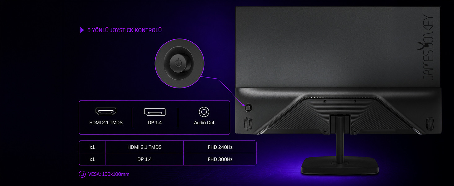 James Donkey Revon R50 24″ 300Hz 0.5Ms Fast VA Gaming Monitör (Ölü Pikselde Anında Değişim)