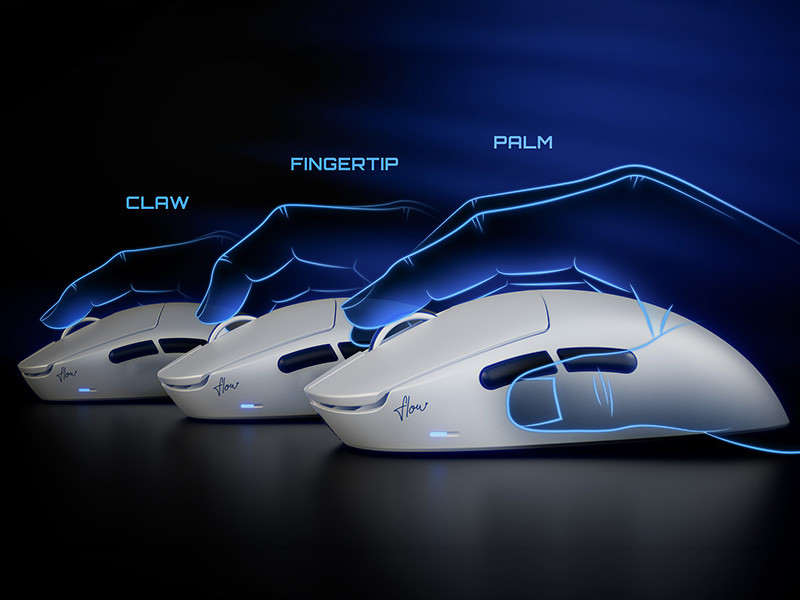 GamePower Flow PAW3315 16.000DPI Mekanik Switch Kablosuz Beyaz Gaming Mouse (Grip Tape ve Skatez Hediyeli)