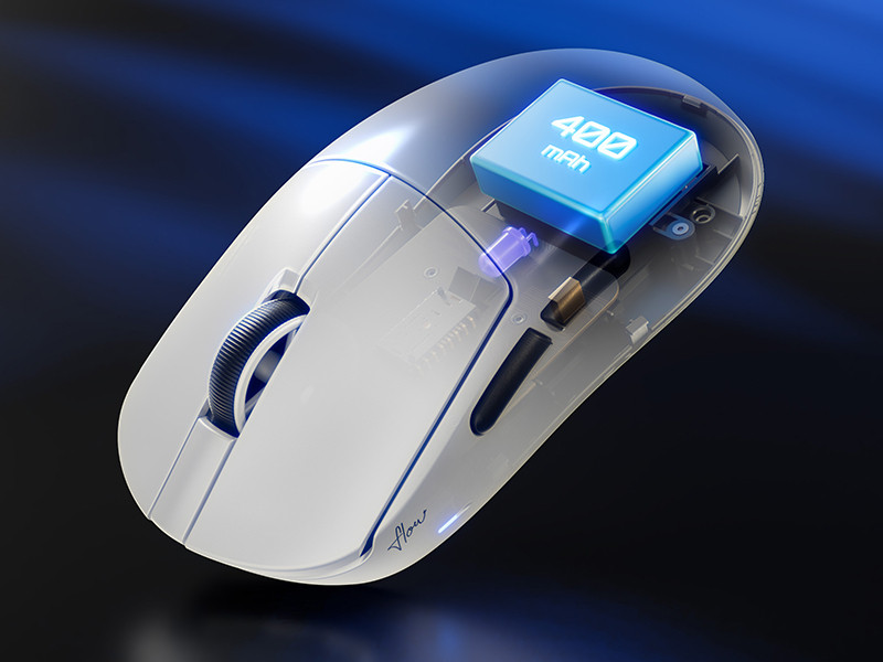 GamePower Flow PAW3315 16.000DPI Mekanik Switch Kablosuz Beyaz Gaming Mouse (Grip Tape ve Skatez Hediyeli)