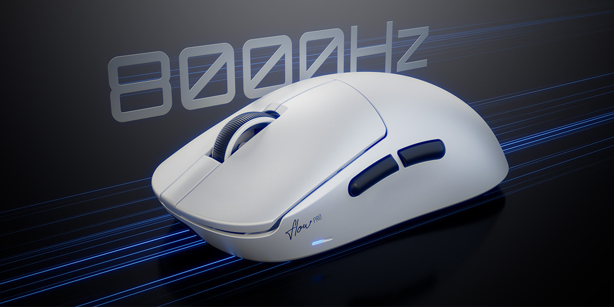 GamePower Flow Pro 8K PAW3395 26.000DPI Optik Switch Kablosuz Beyaz Gaming Mouse (Grip Tape ve Skatez Hediyeli)