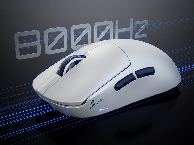 GamePower Flow Pro 8K PAW3395 26.000DPI Optik Switch Kablosuz Beyaz Gaming Mouse (Grip Tape ve Skatez Hediyeli)
