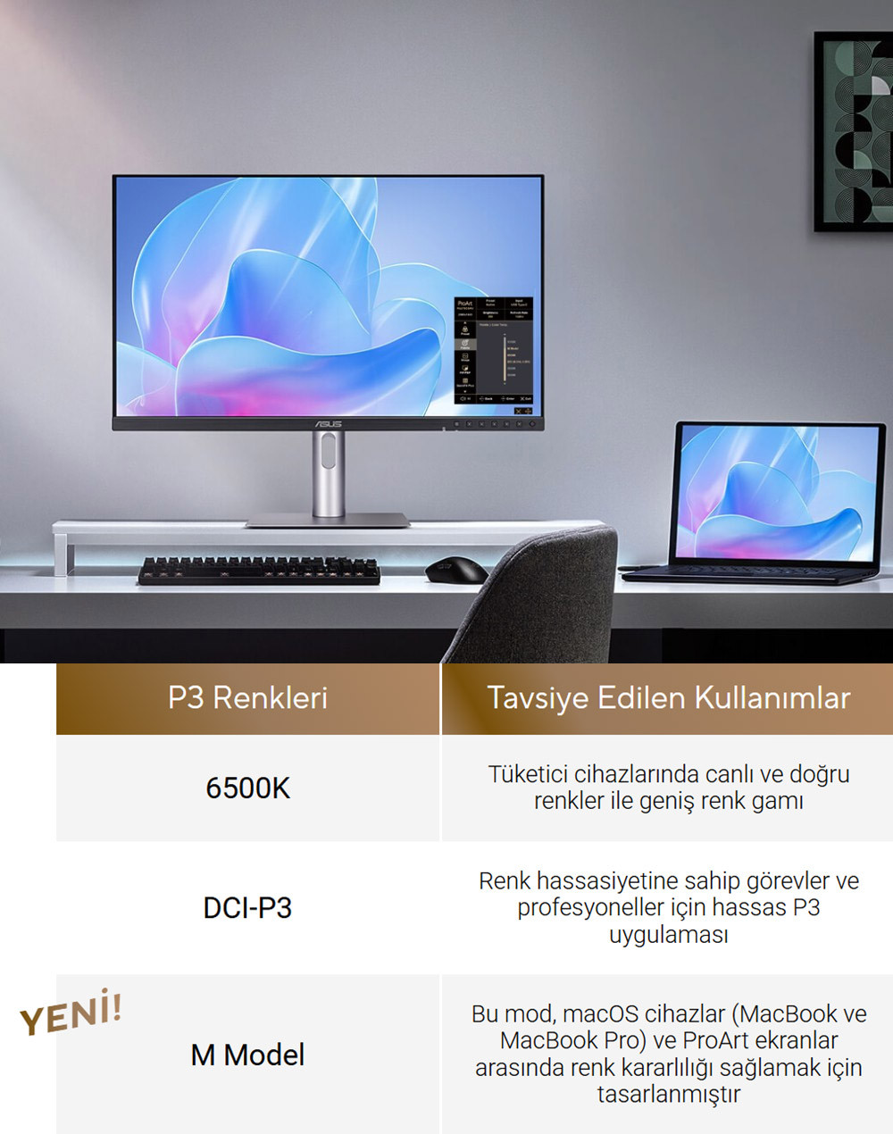 ASUS ProArt PA278CGRV 27″ 144Hz 5ms Dahili Hoparlör Pivot VESA DisplayHDR 400 QHD IPS Monitör