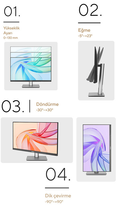 ASUS ProArt PA278CGRV 27″ 144Hz 5ms Dahili Hoparlör Pivot VESA DisplayHDR 400 QHD IPS Monitör