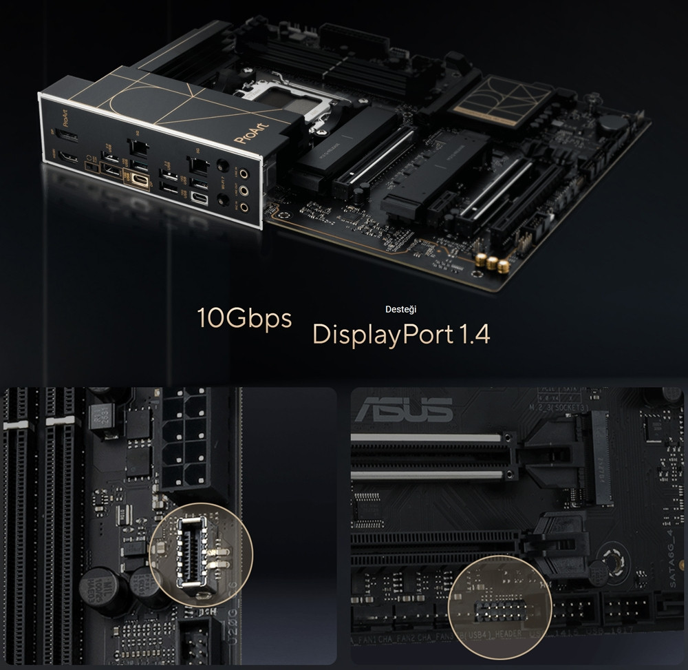 ASUS PROART B850-CREATOR WIFI NEO AMD B850 Soket AM5 DDR5 9000+MT/s(OC) Wi-Fi 7 ATX Anakart