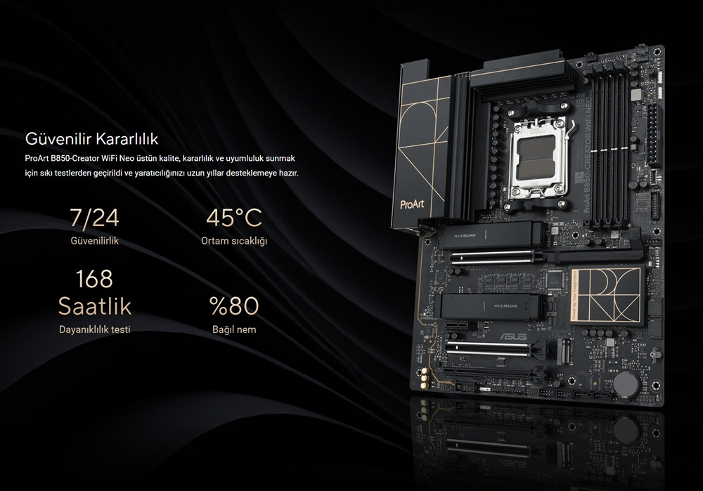 ASUS PROART B850-CREATOR WIFI NEO AMD B850 Soket AM5 DDR5 9000+MT/s(OC) Wi-Fi 7 ATX Anakart