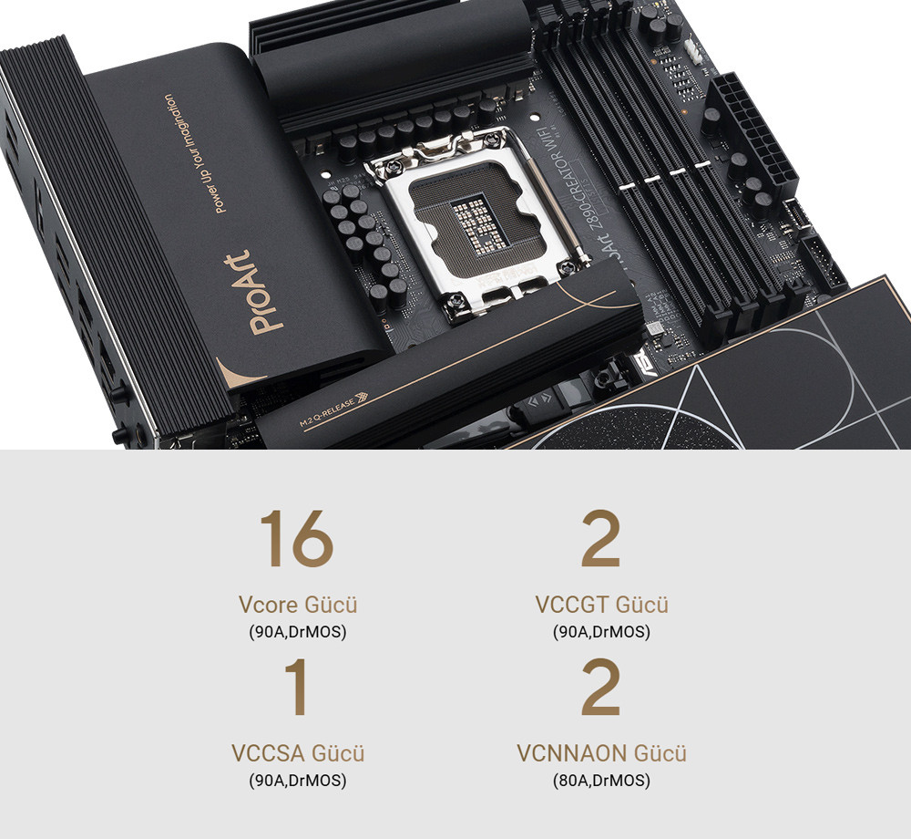 ASUS PROART Z890-CREATOR WIFI  Intel LGA1851 Z890 DDR5 9066+MHz(OC) ATX Gaming Anakart