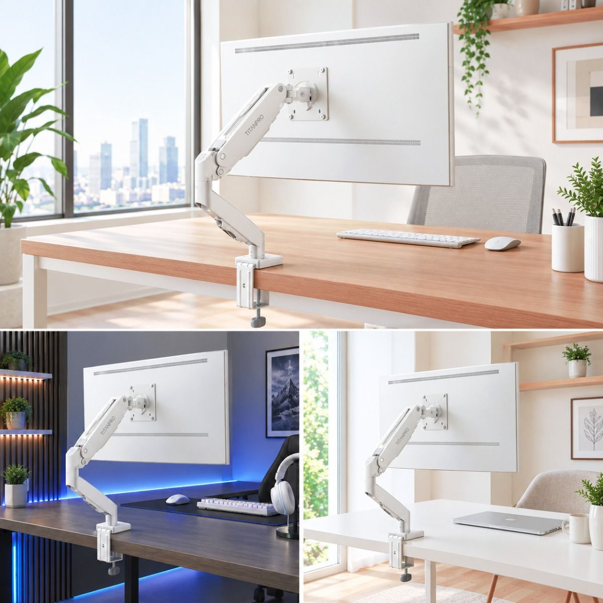 TITANPRO FL01-W 17″-32″ Amortisörlü Monitör Standı Beyaz
