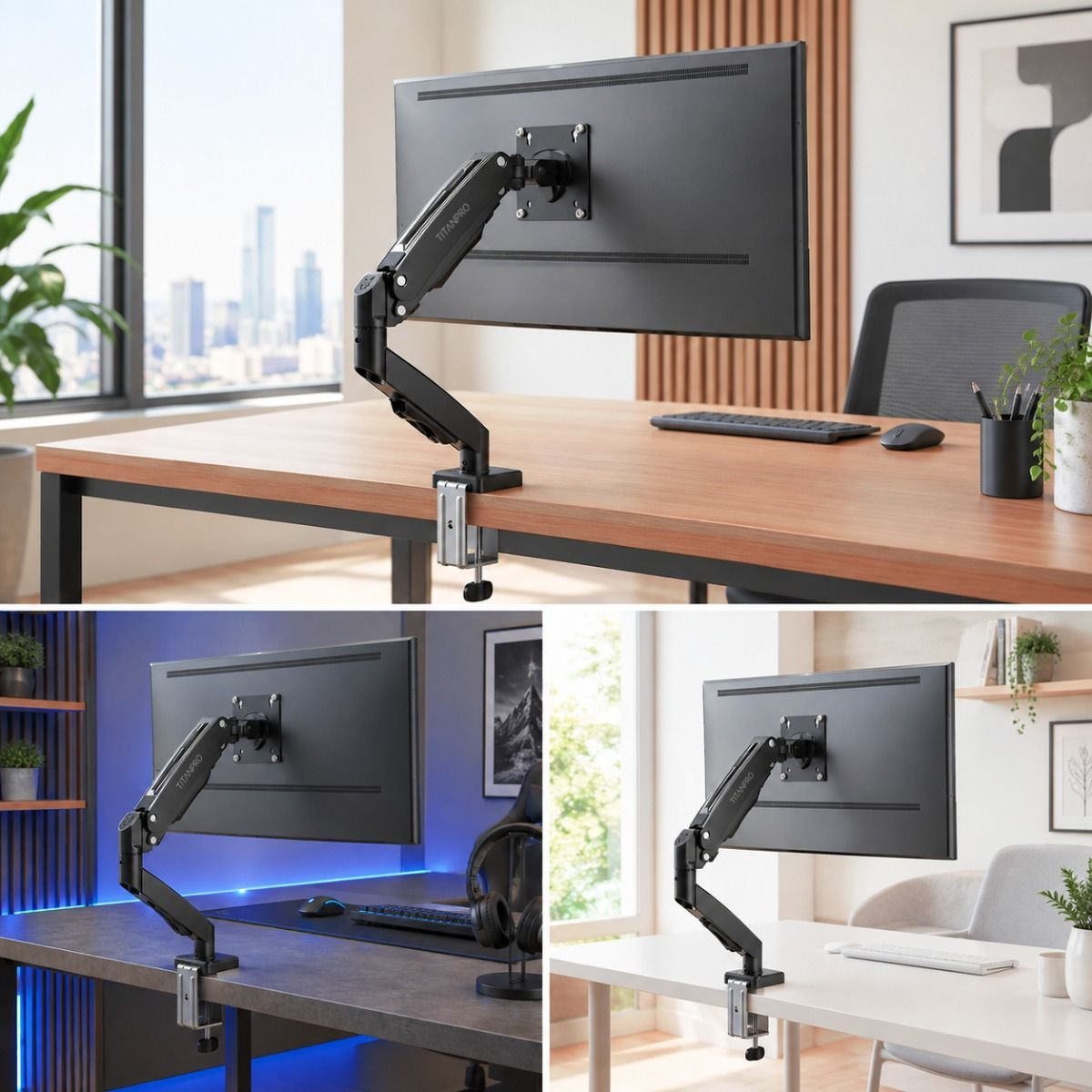 TITANPRO FL01 17″-32″ Amortisörlü Tekli Monitör Standı Siyah