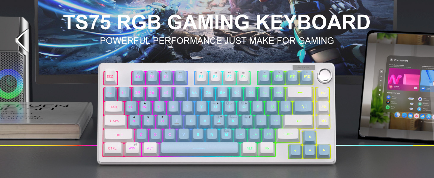 MageGee TS75 %75 Beyaz 79 Tuş RGB Kablolu Membran Gaming Klavye