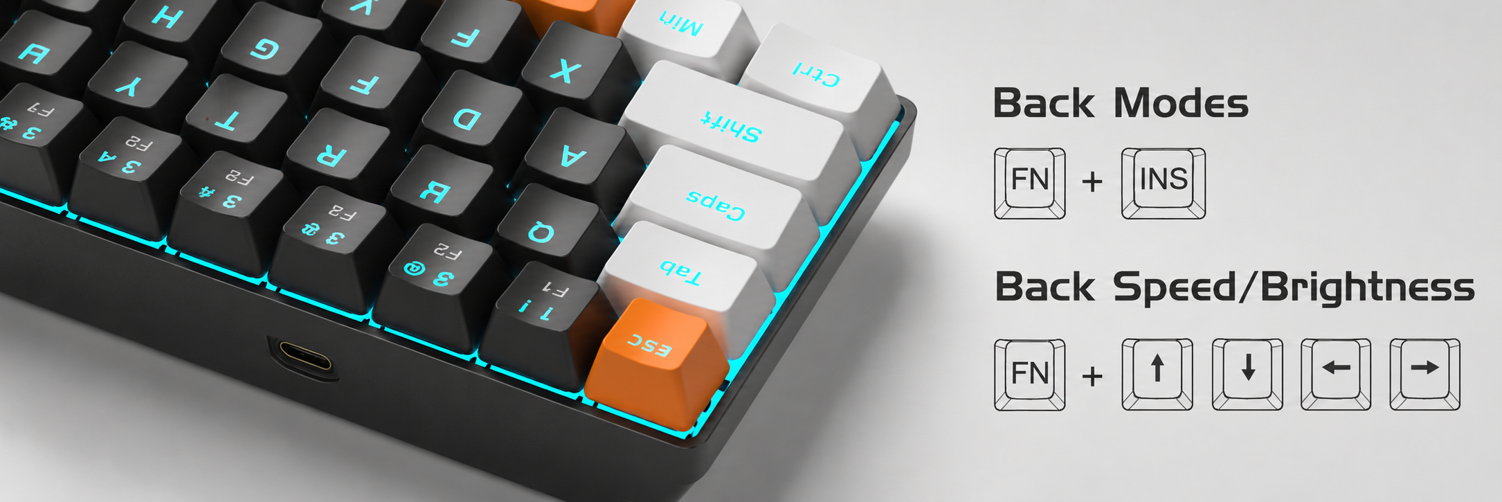 MageGee MK-BOX 68 Tuş Kablolu Mekanik Kahverengi Switch Türkçe Q Turuncu-Siyah Gaming Klavye