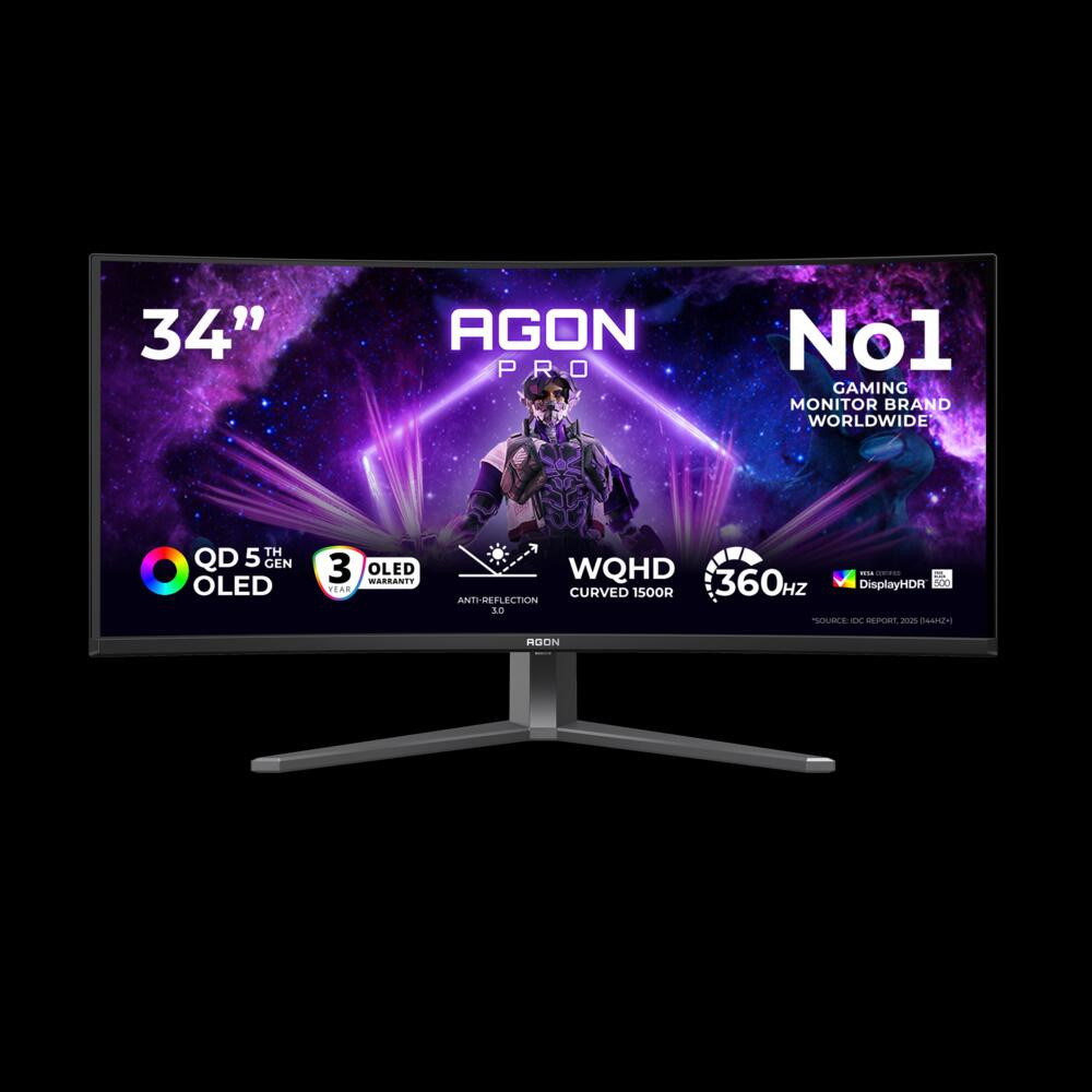 AOC AGON PRO AGP346UCSD 34″ 360Hz 0.03ms HDMI DP Adaptive Sync HDR500 WQHD QD-OLED Curved 1800R Gaming Monitör