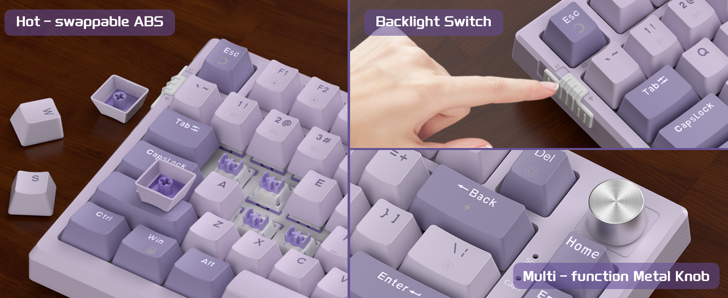 SKY81 Violet 83 Tuş Kablosuz RGB Hot-Swap Mekanik Gasket Mor Gaming Klavye
