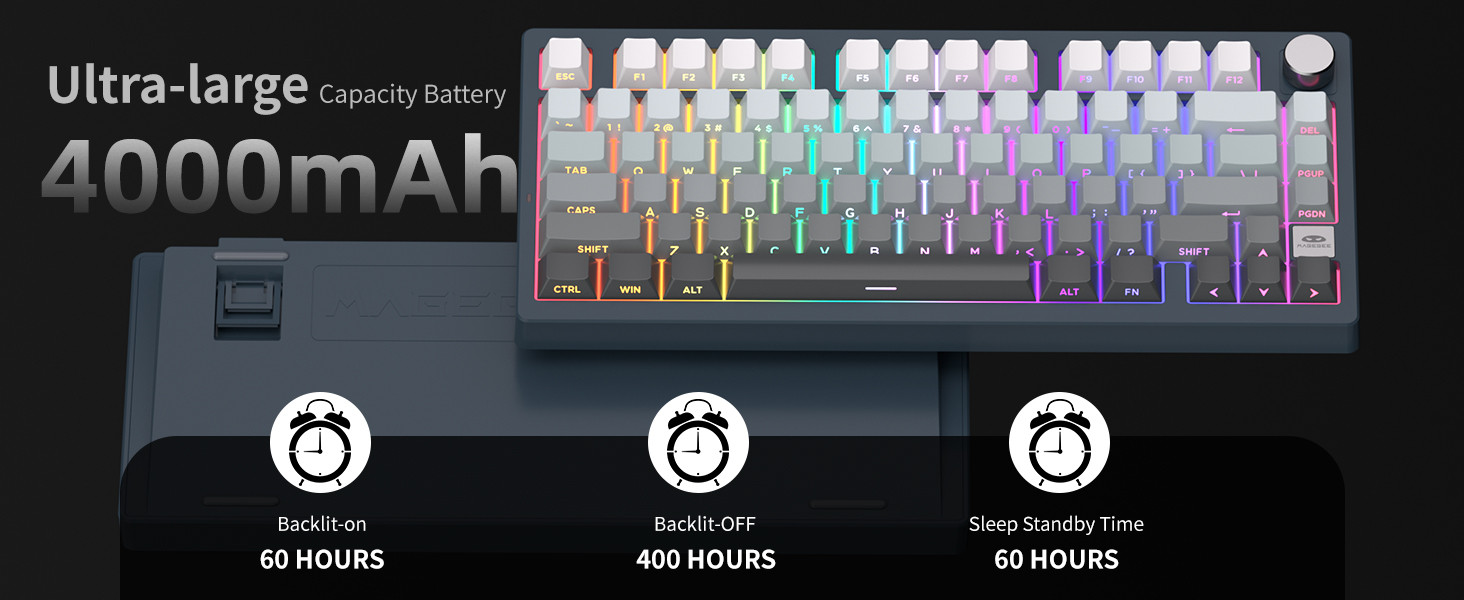 MageGee Light75 Tri-Mode Kablosuz RGB Hot-Swap Mekanik Siyah-Gri Gradient Gasket Gaming Klavye
