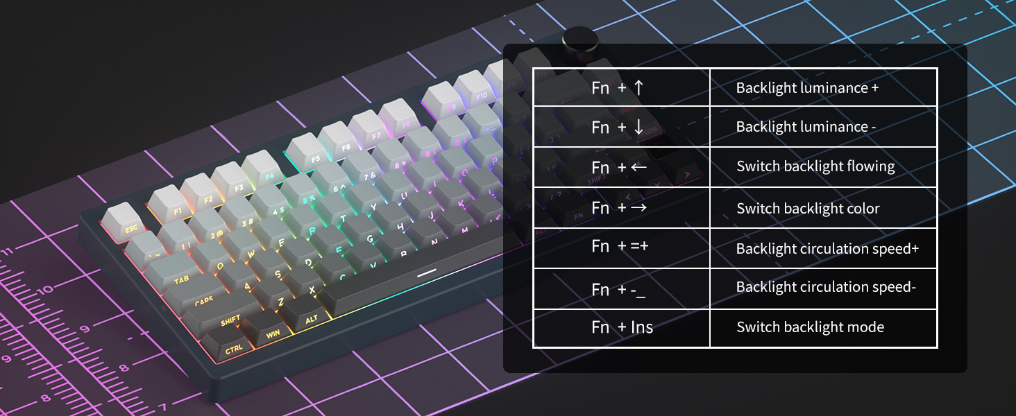 MageGee Light75 Tri-Mode Kablosuz RGB Hot-Swap Mekanik Siyah-Gri Gradient Gasket Gaming Klavye