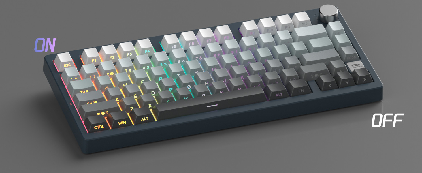 MageGee Light75 Tri-Mode Kablosuz RGB Hot-Swap Mekanik Siyah-Gri Gradient Gasket Gaming Klavye